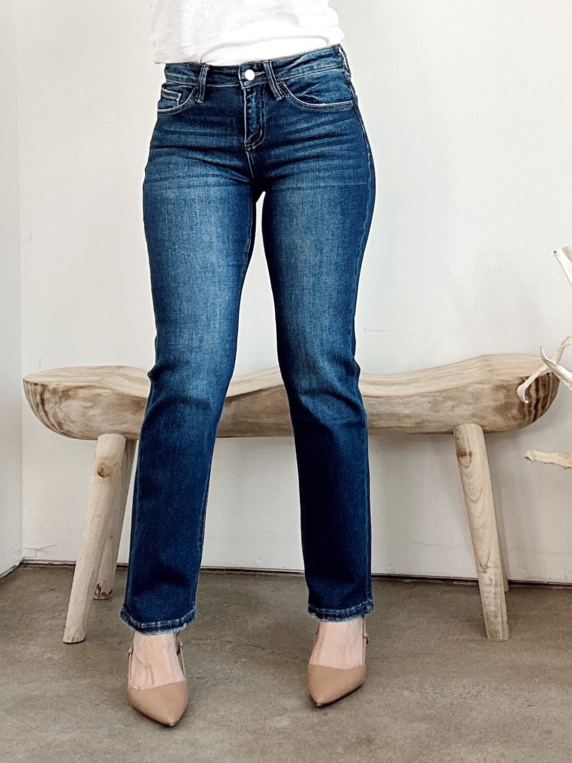 Tina Mid Rise Ankle Straight Jeans