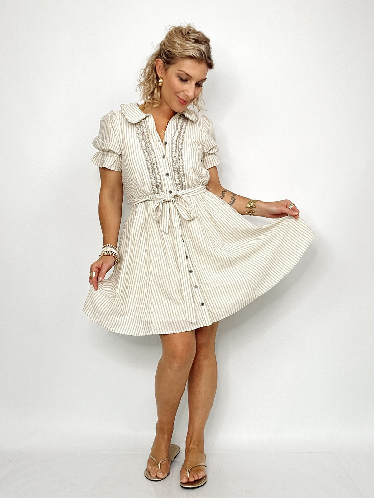 Charlotte Striped Ruffle Mini Dress