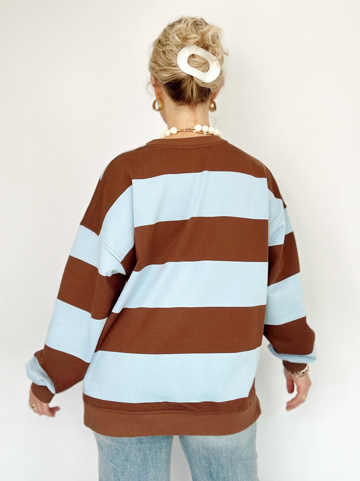 Vanna Wide Stripe Top Chocolate Brown
