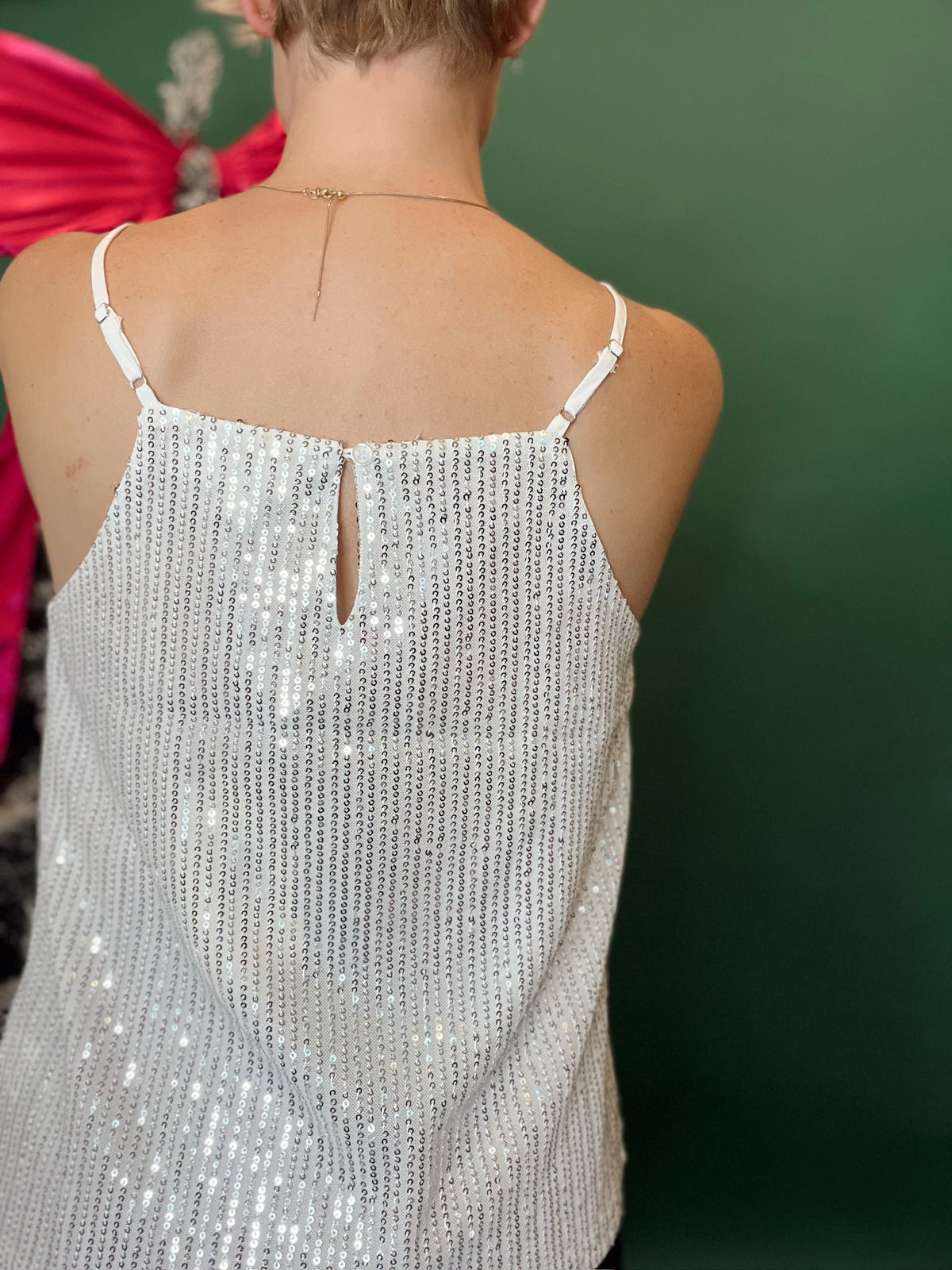 Sofia Sequin Tank Top Silver