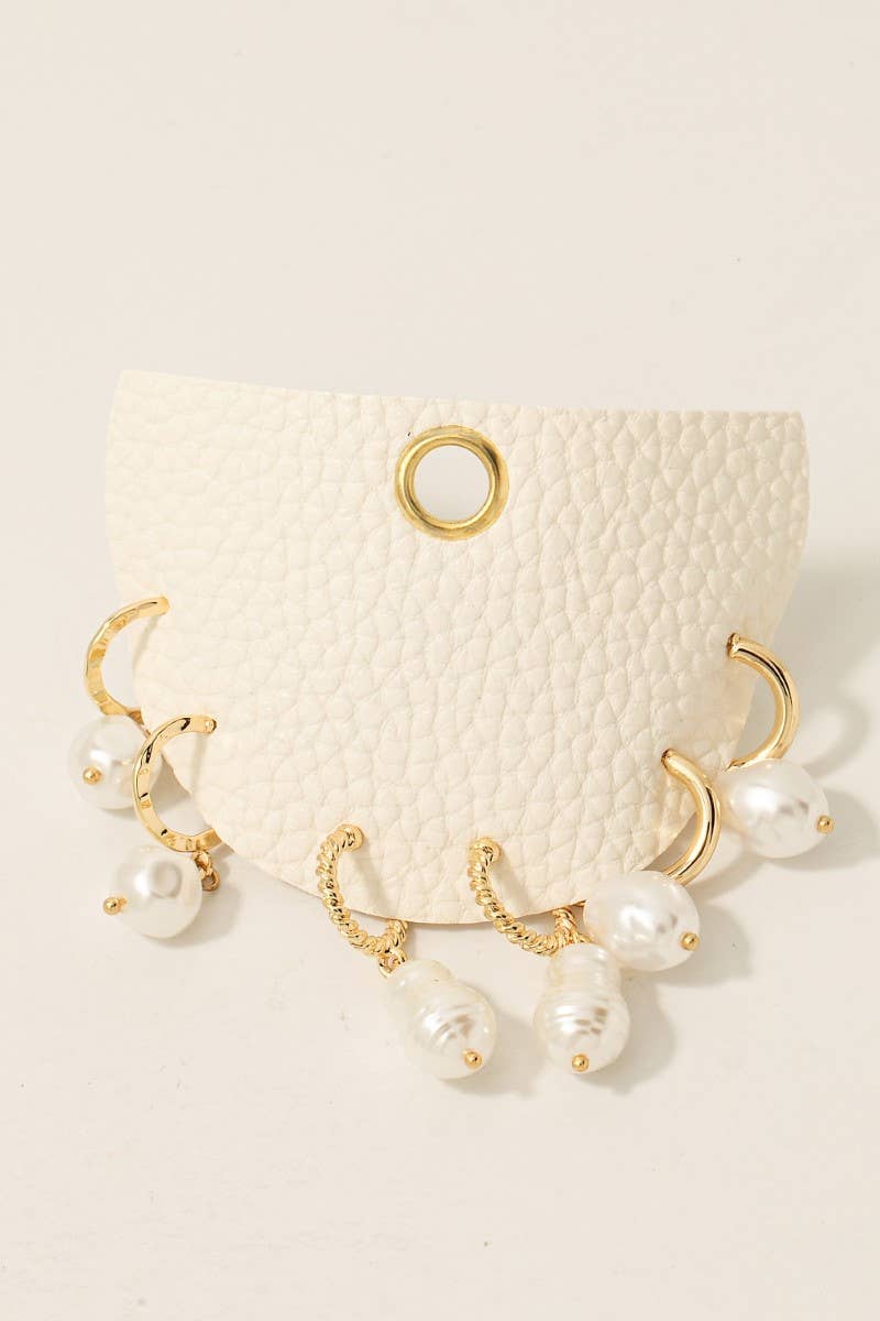 Pearl Charm Hoop Earrings Set