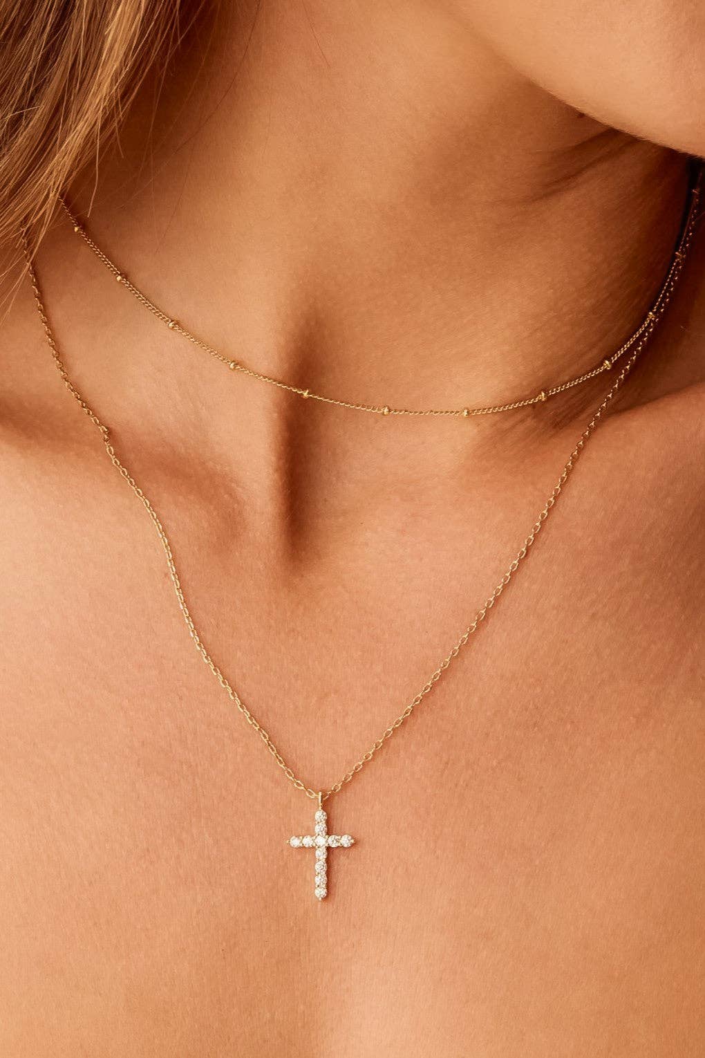Dainty Layered Cross Necklace