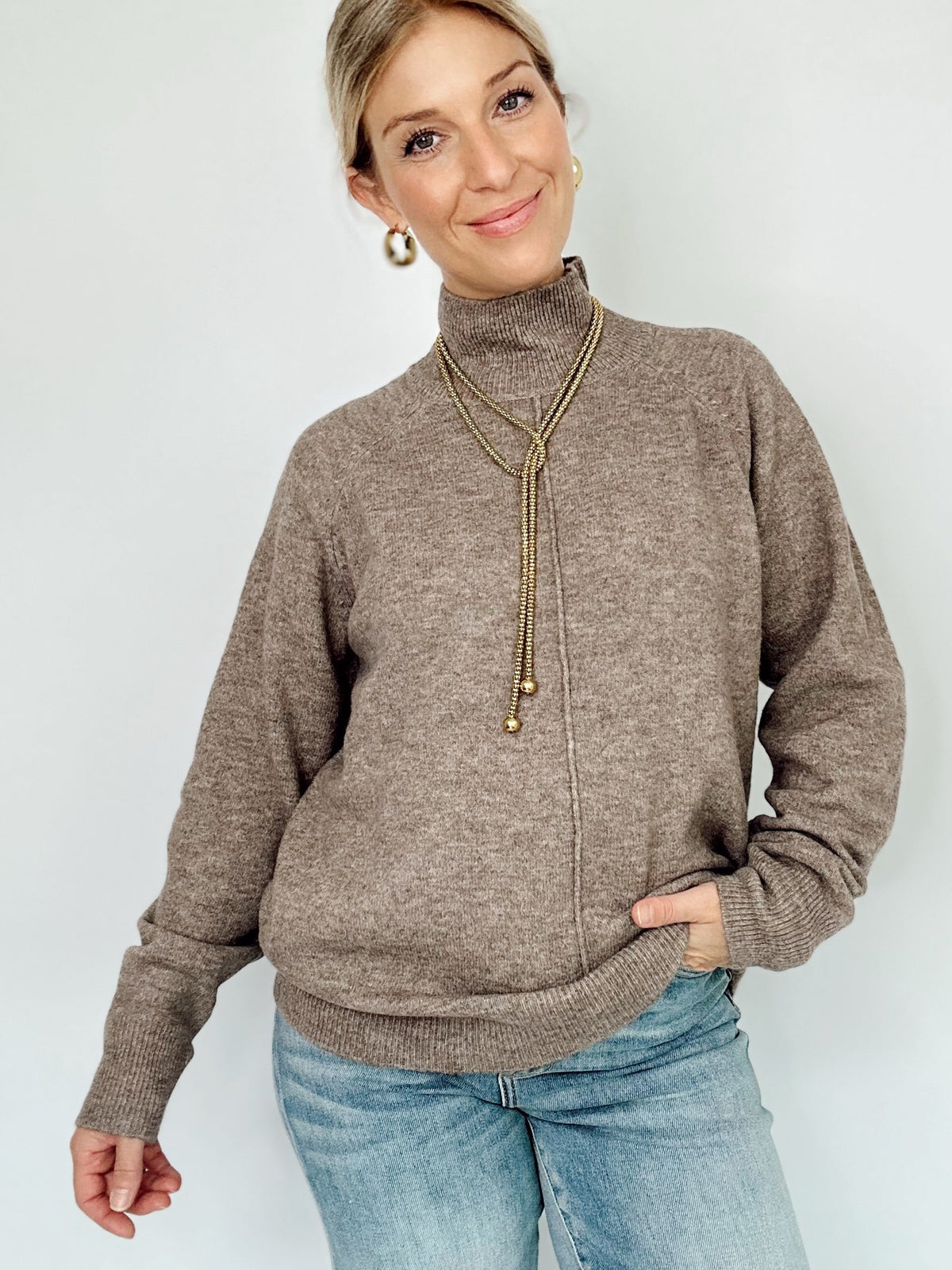 Everly Mock Neck Sweater Mocha