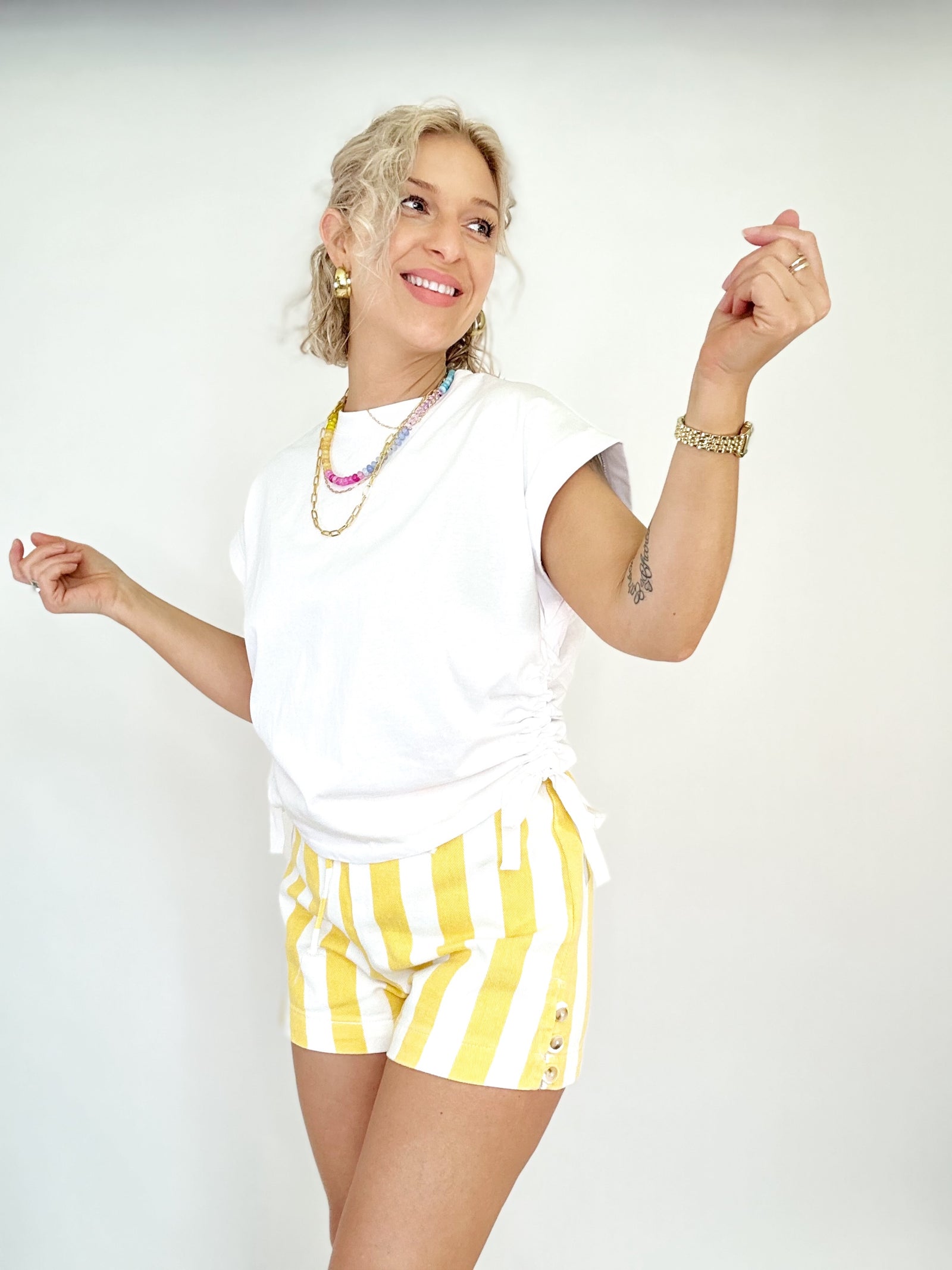 Jordan Striped Denim Shorts Lemon/White