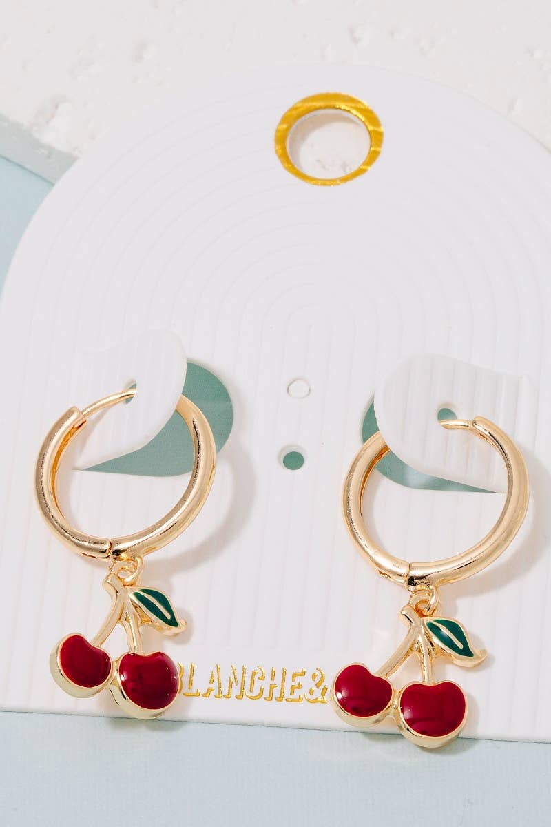Cherry Charm Hoop Earrings: GRD