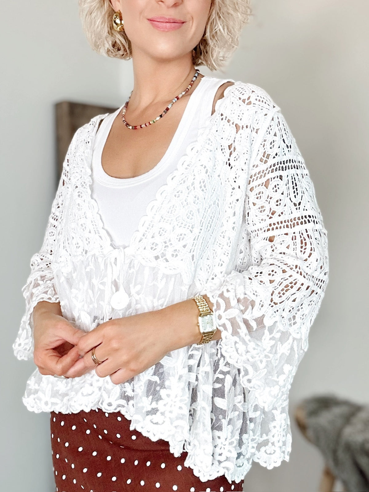 Aria Crochet Floral Lace Cardigan