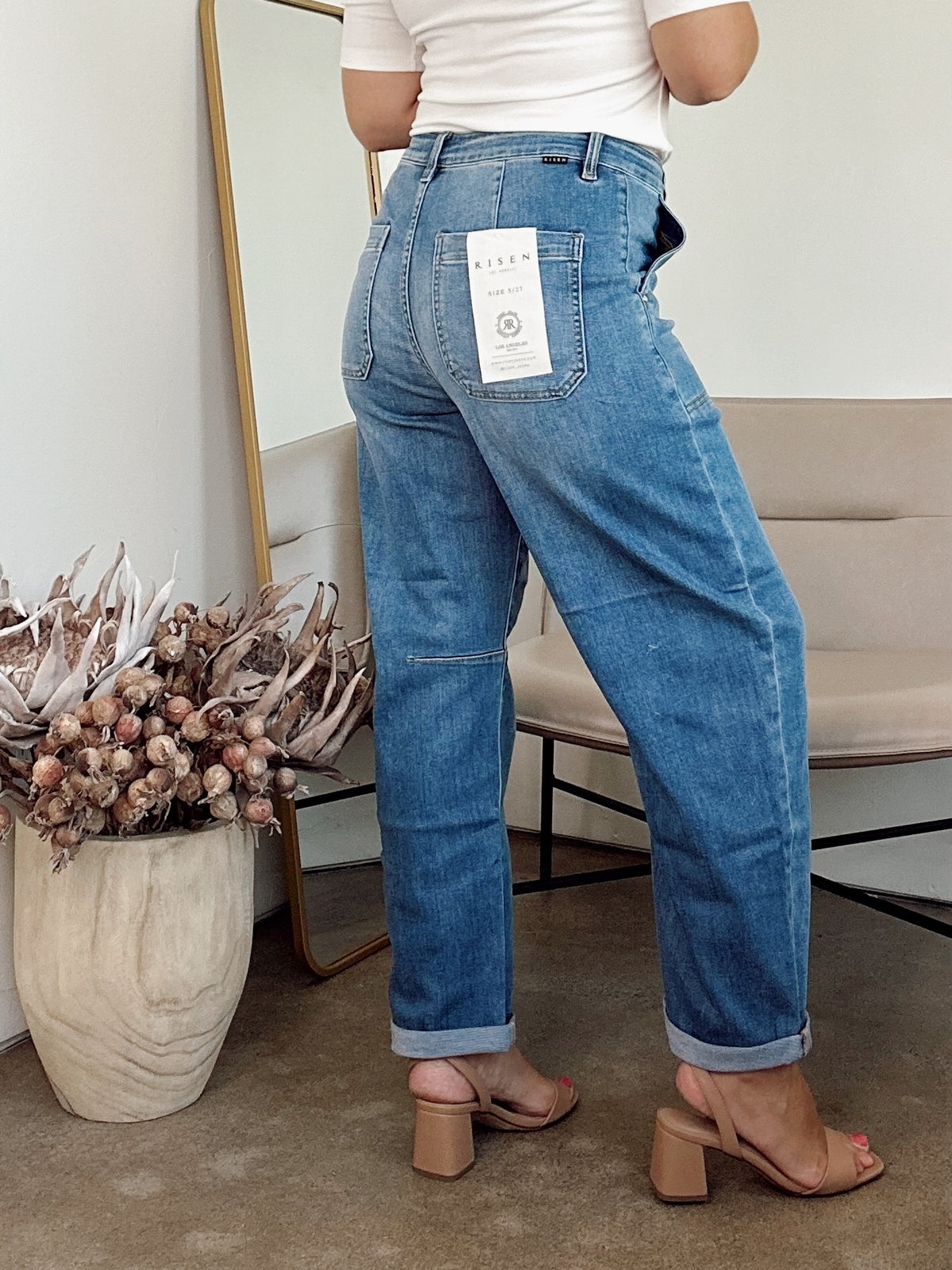 Zena Mid Rise Barrel Jeans