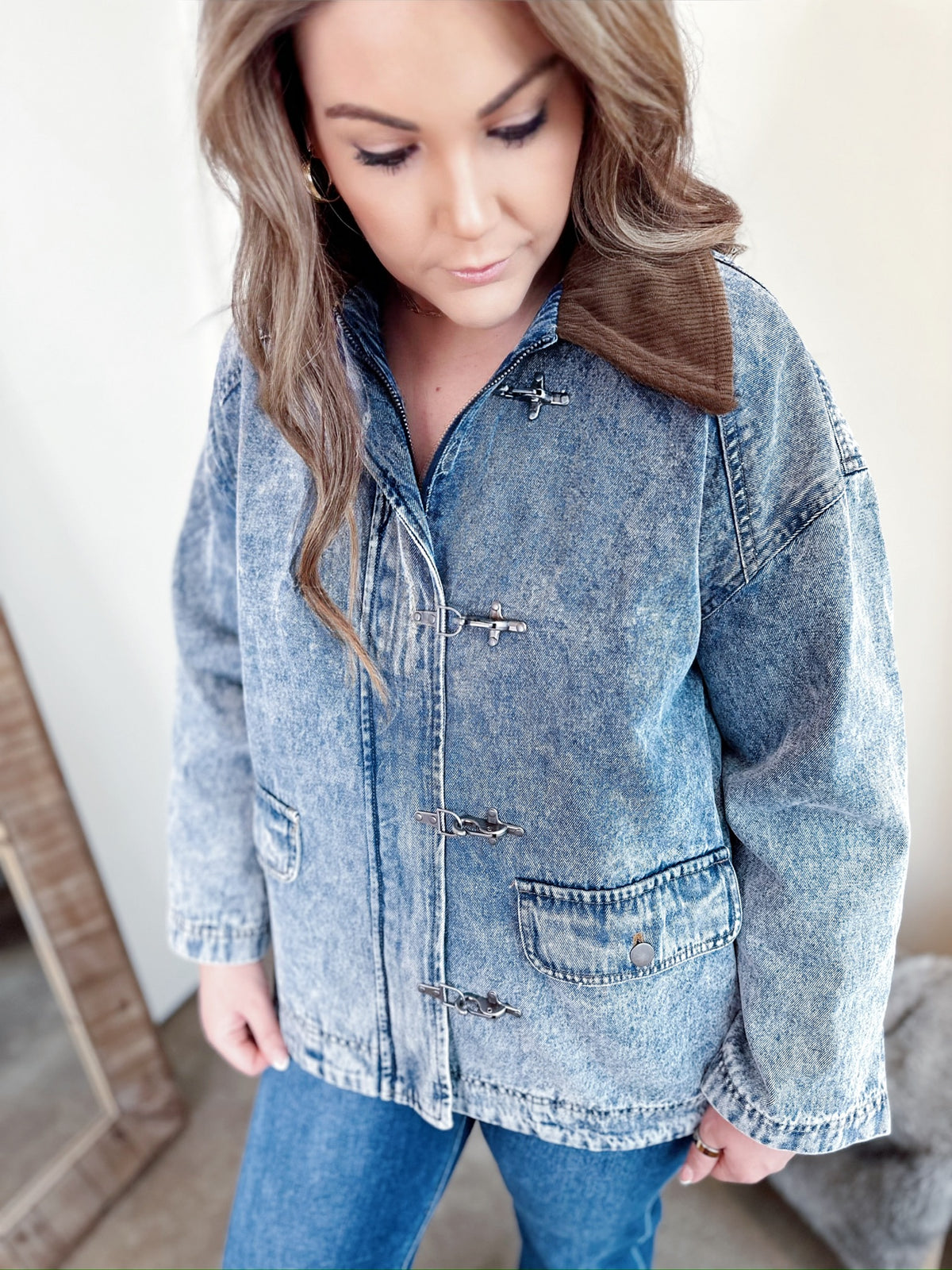 Maggie Contrast Collar Denim Jacket