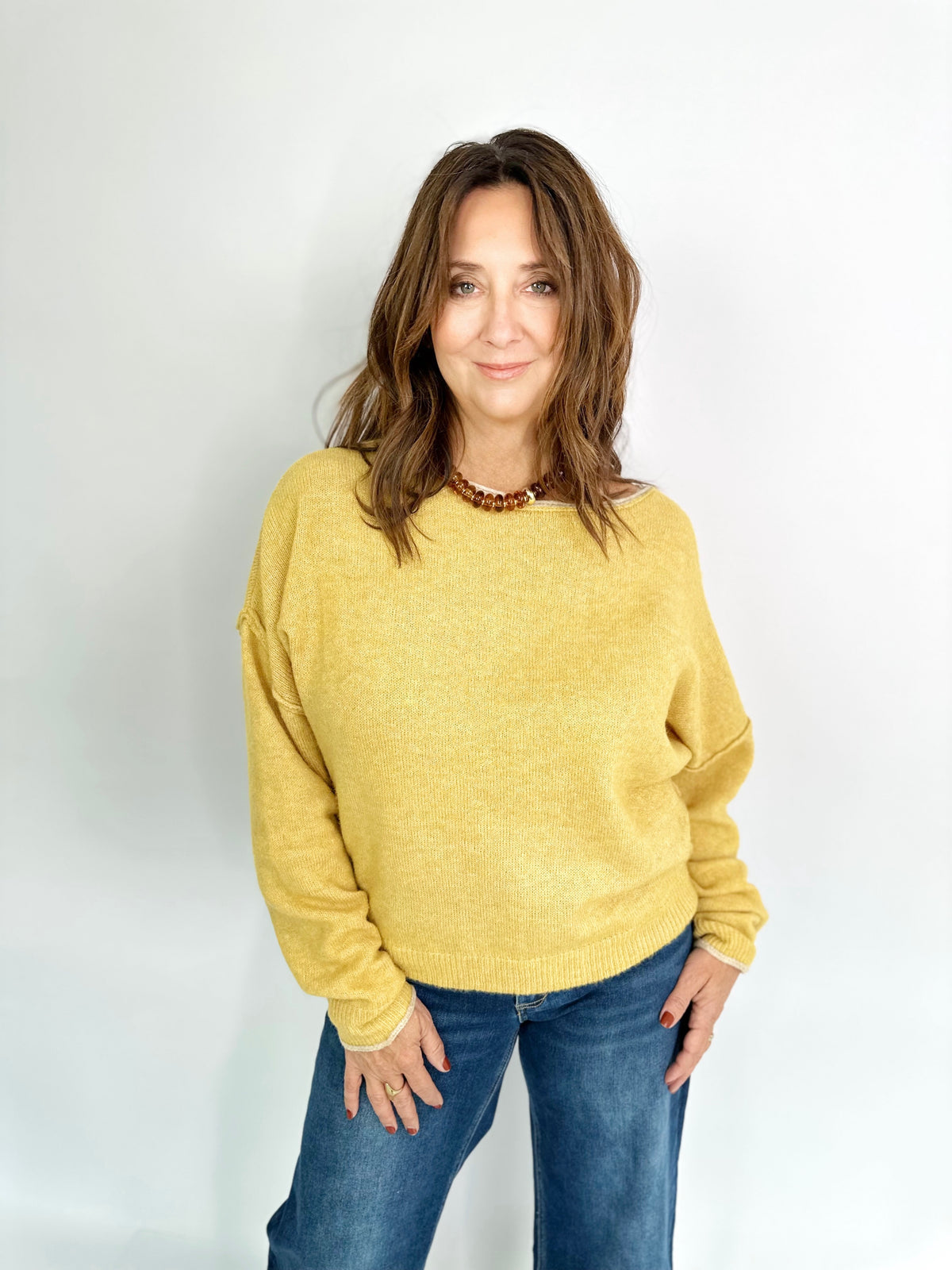 Cassie Cashmere Touch Oversized Sweater Honey Mustard