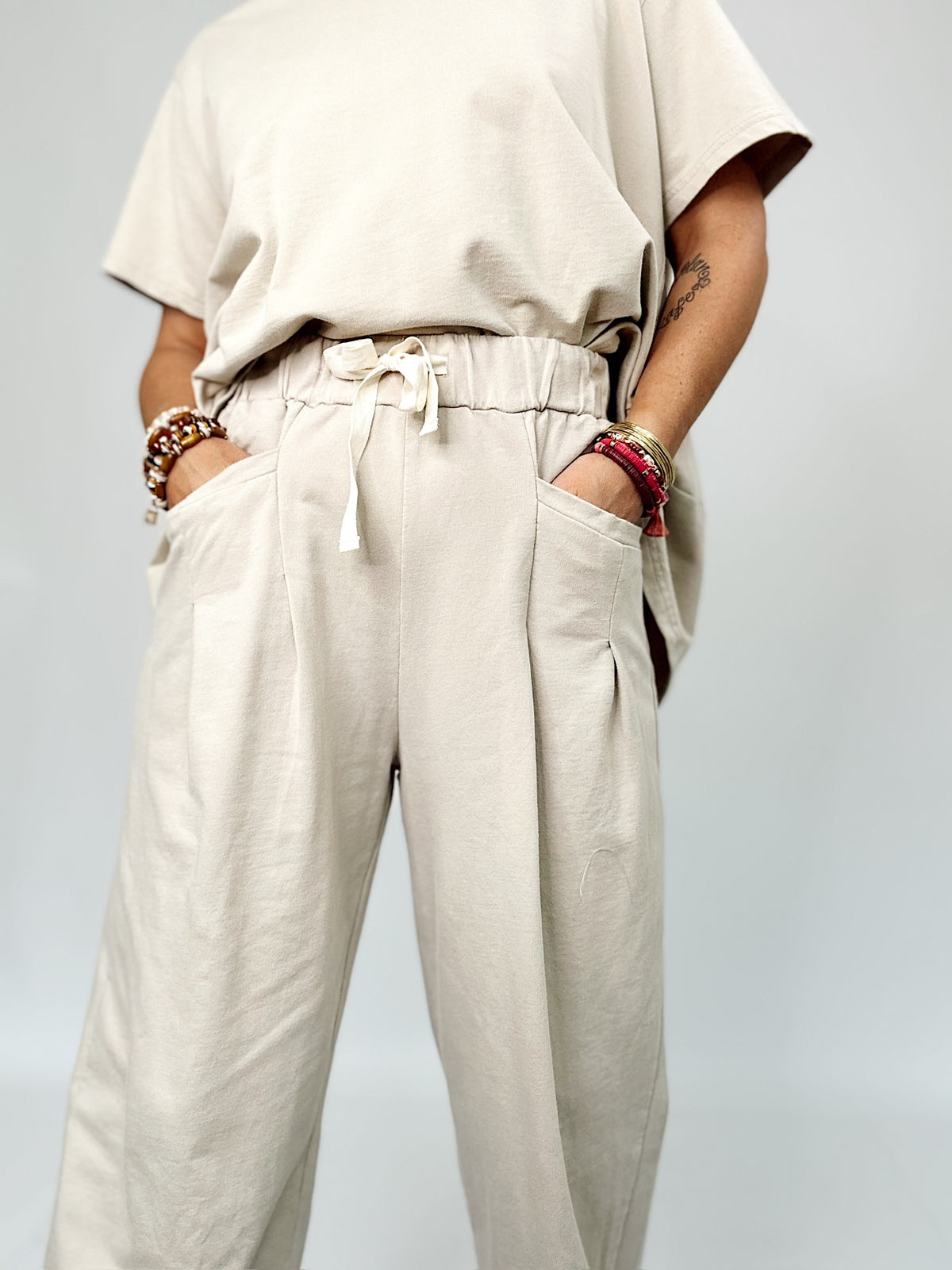 Alana Short Sleeve Pleat Top &amp; Pants Set