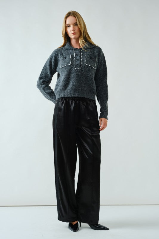 Phoebe Satin Pants Black