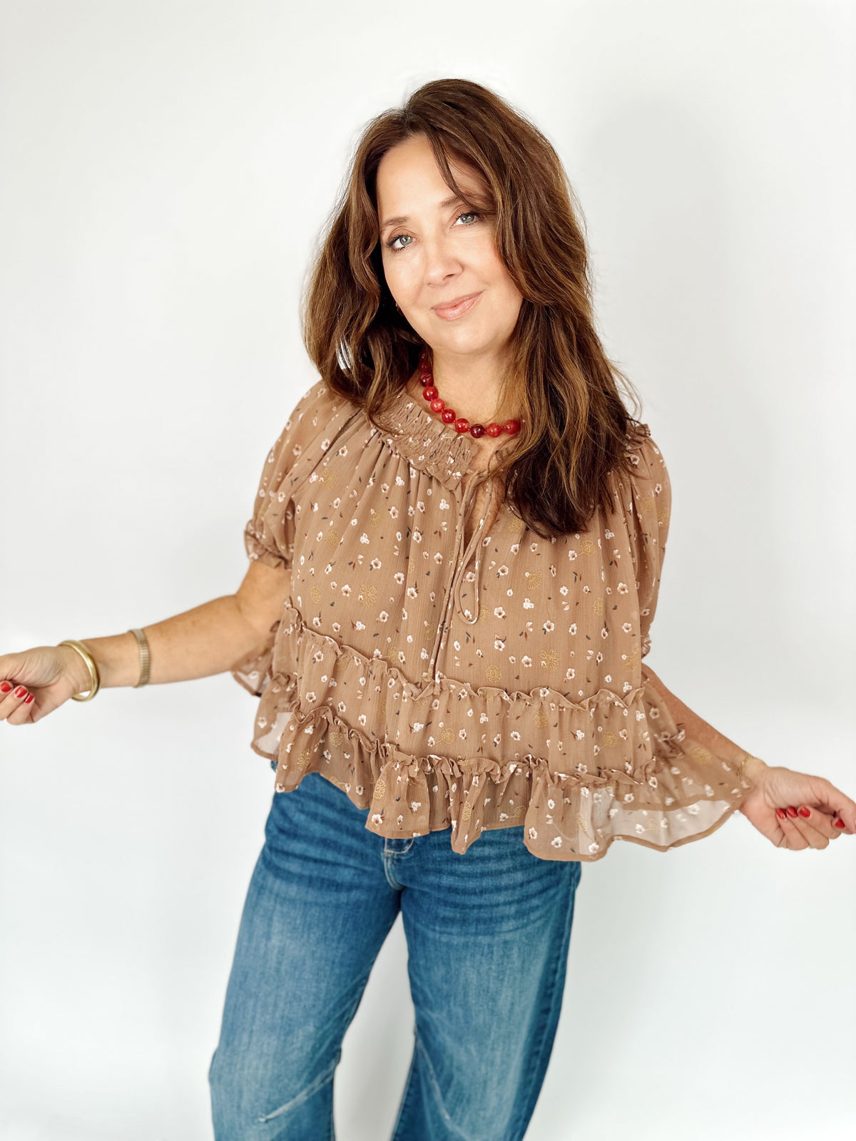 Riley Floral Top Mocha