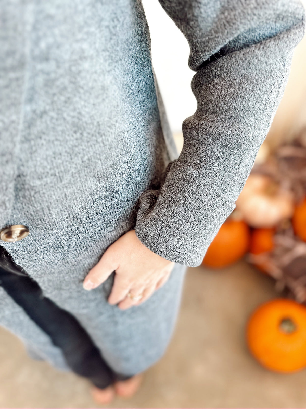 Brielle Open Sweater Coat Charcoal