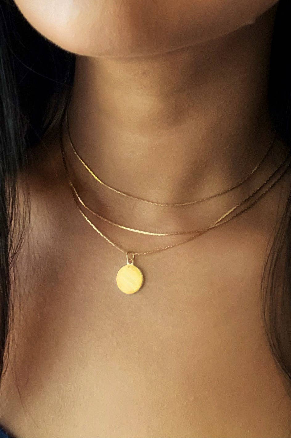 Coin Pendant Layered Chain Necklace
