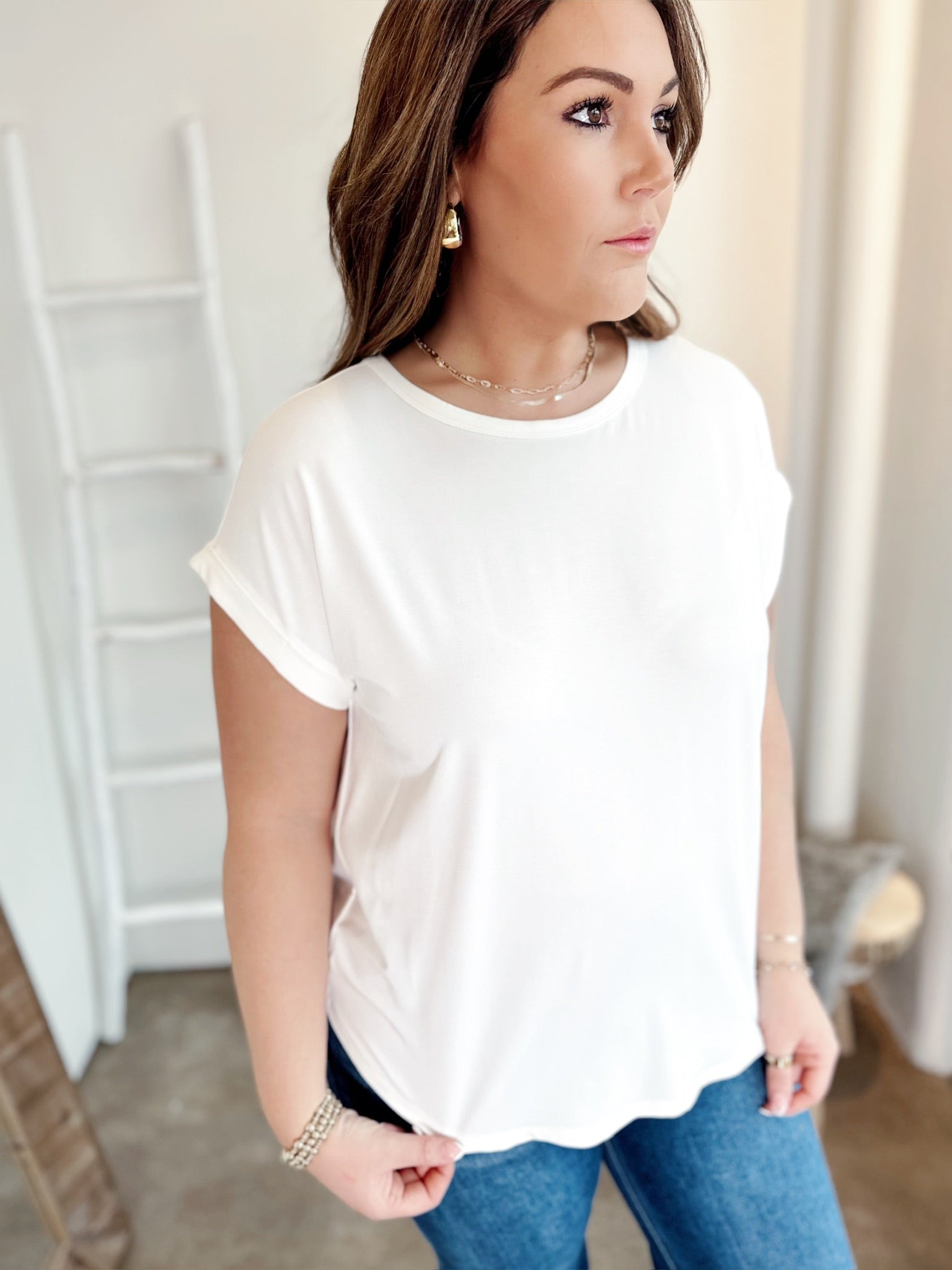 Presley Bamboo/Modal T-Shirt Off White