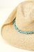 Turquoise Beaded Strap Woven Hat, Ivory