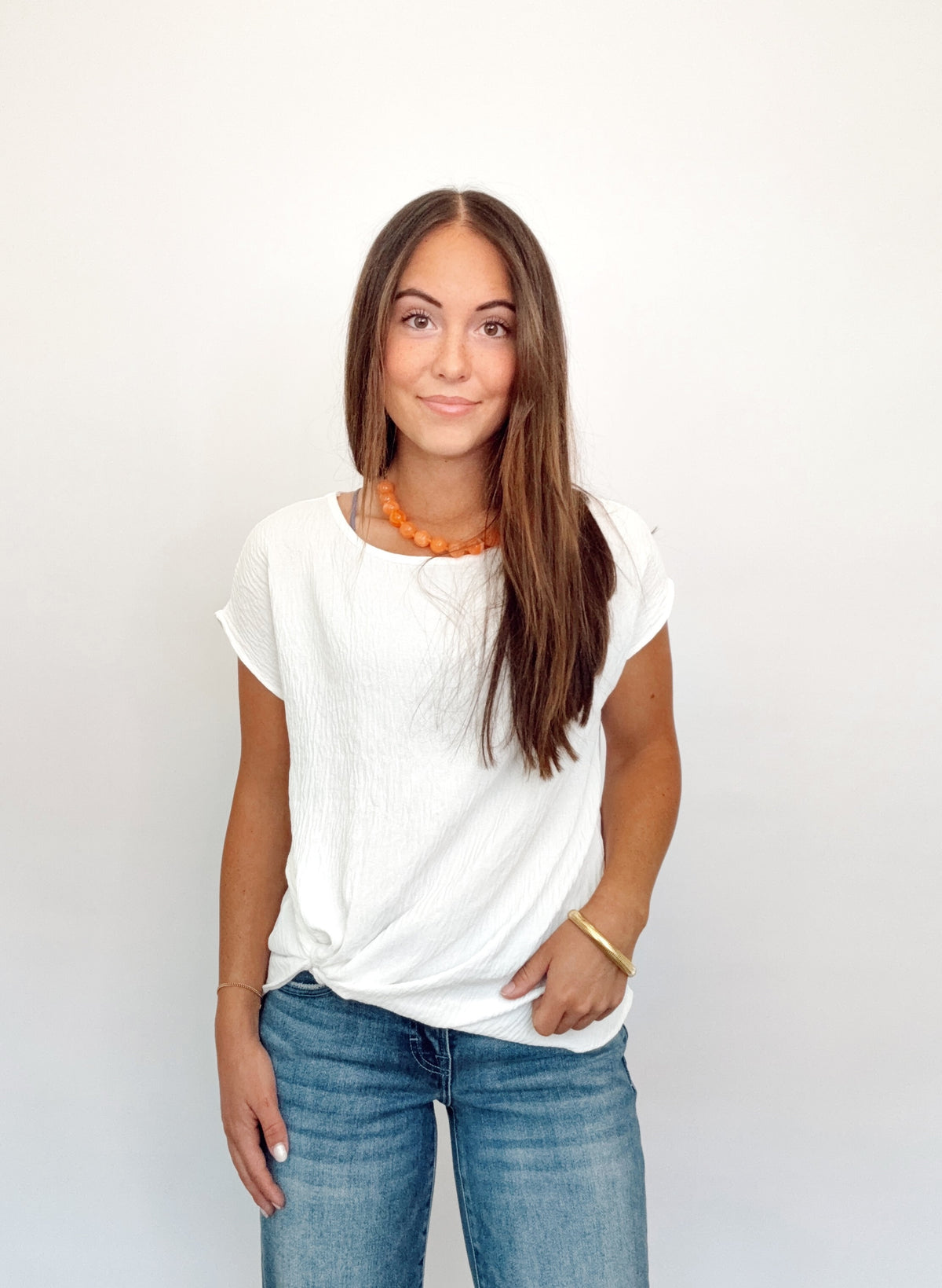 Morgan Twist Hem Top White