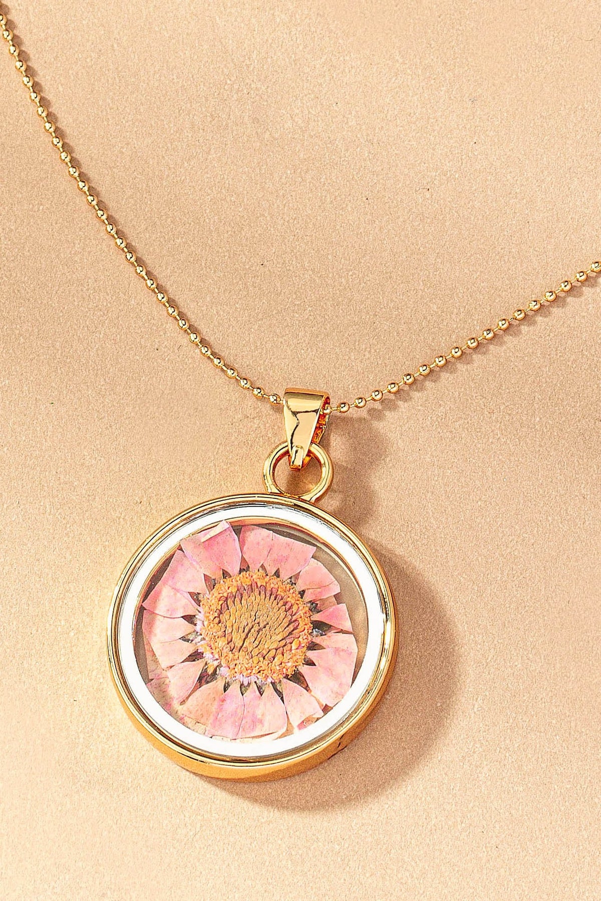 Dry Flower Necklace Daisy Pink