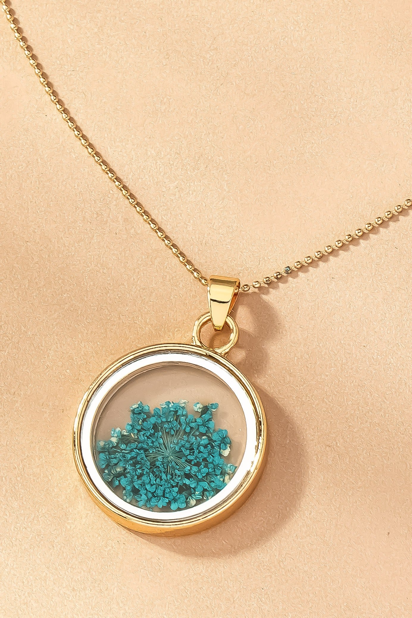 Dry Flower Necklace Blue