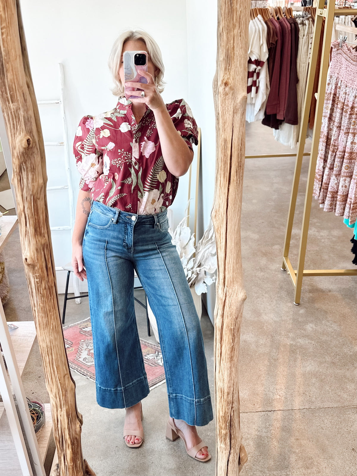 Tracy Floral Blouse Merlot