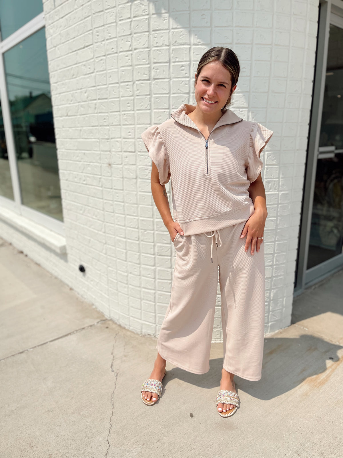 Sasha 2 PC Pant Set, Lt Taupe