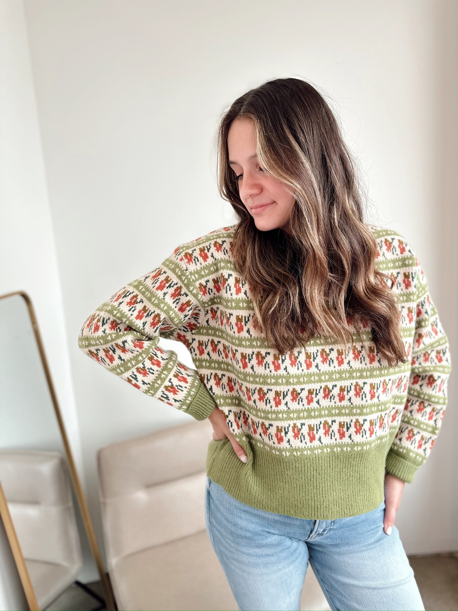 Sable Knit Sweater Vintage Green