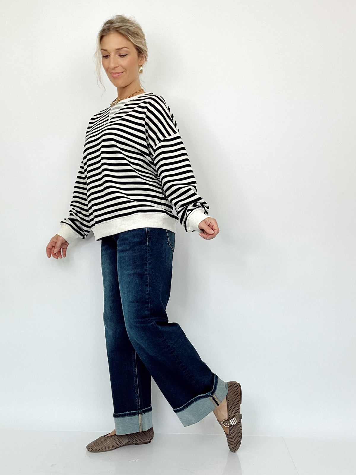 Hadley Striped Pullover Black/H.Grey