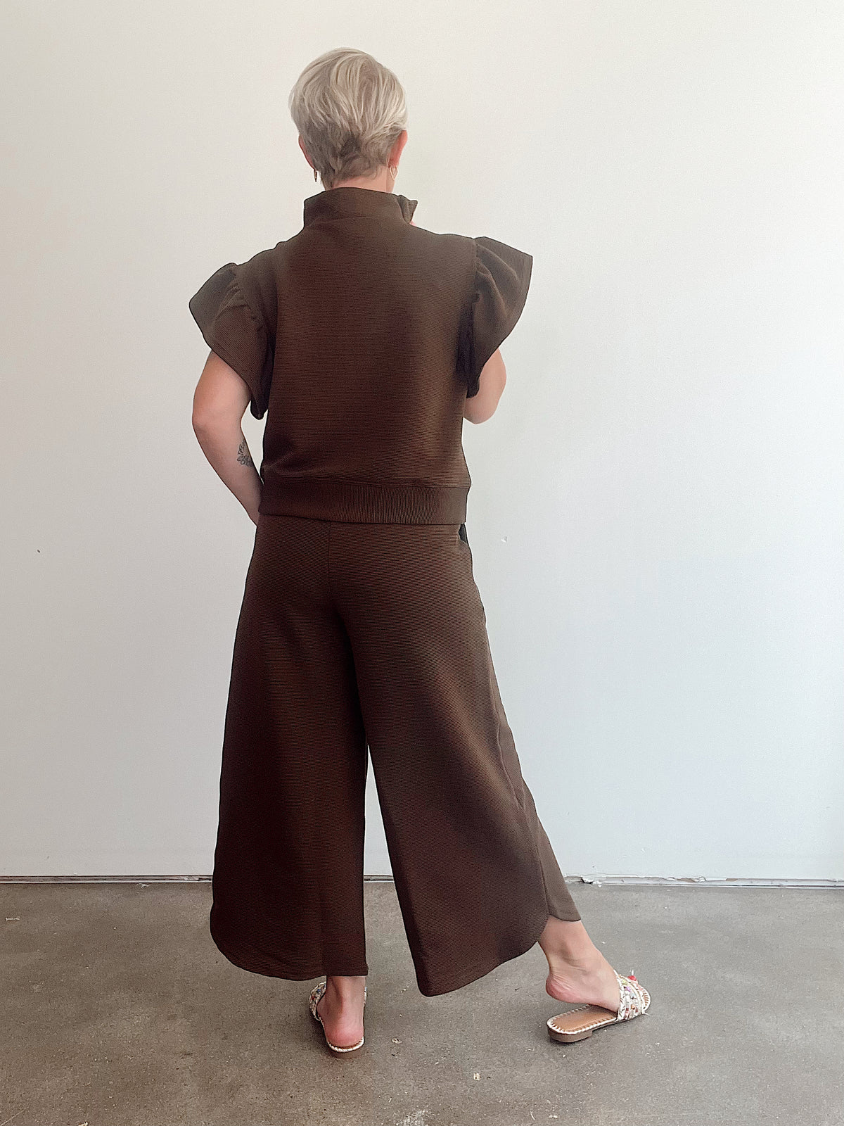 Sasha 2 PC Pant Set, Brown