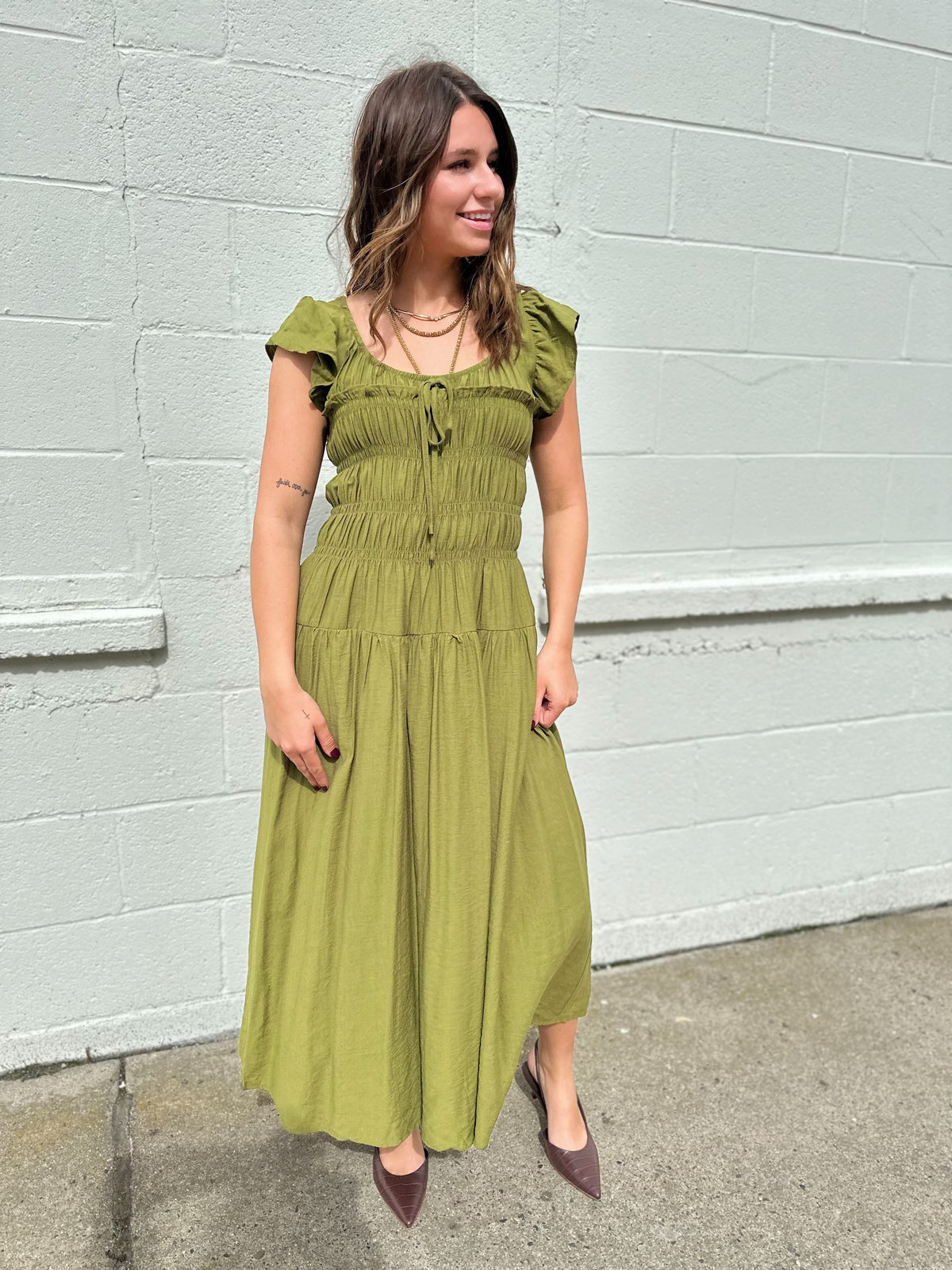 Londyn Midi Dress Olive