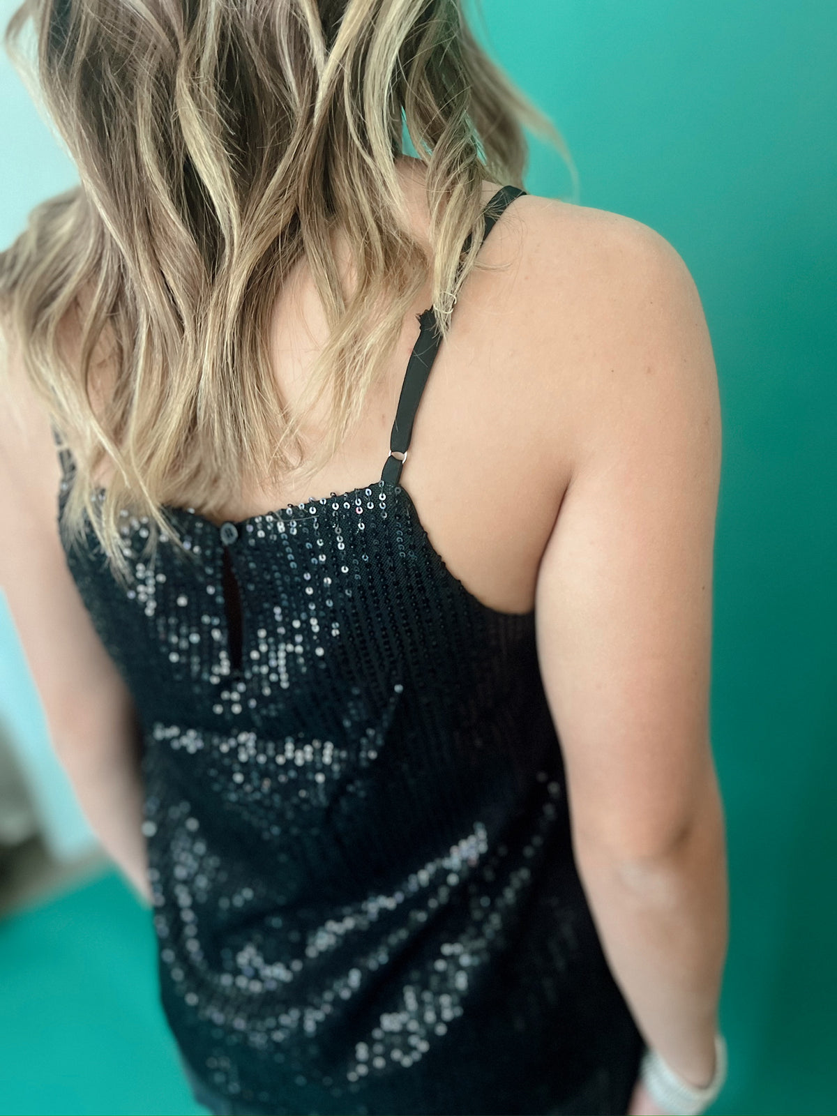 Sofia Sequin Tank Top Black