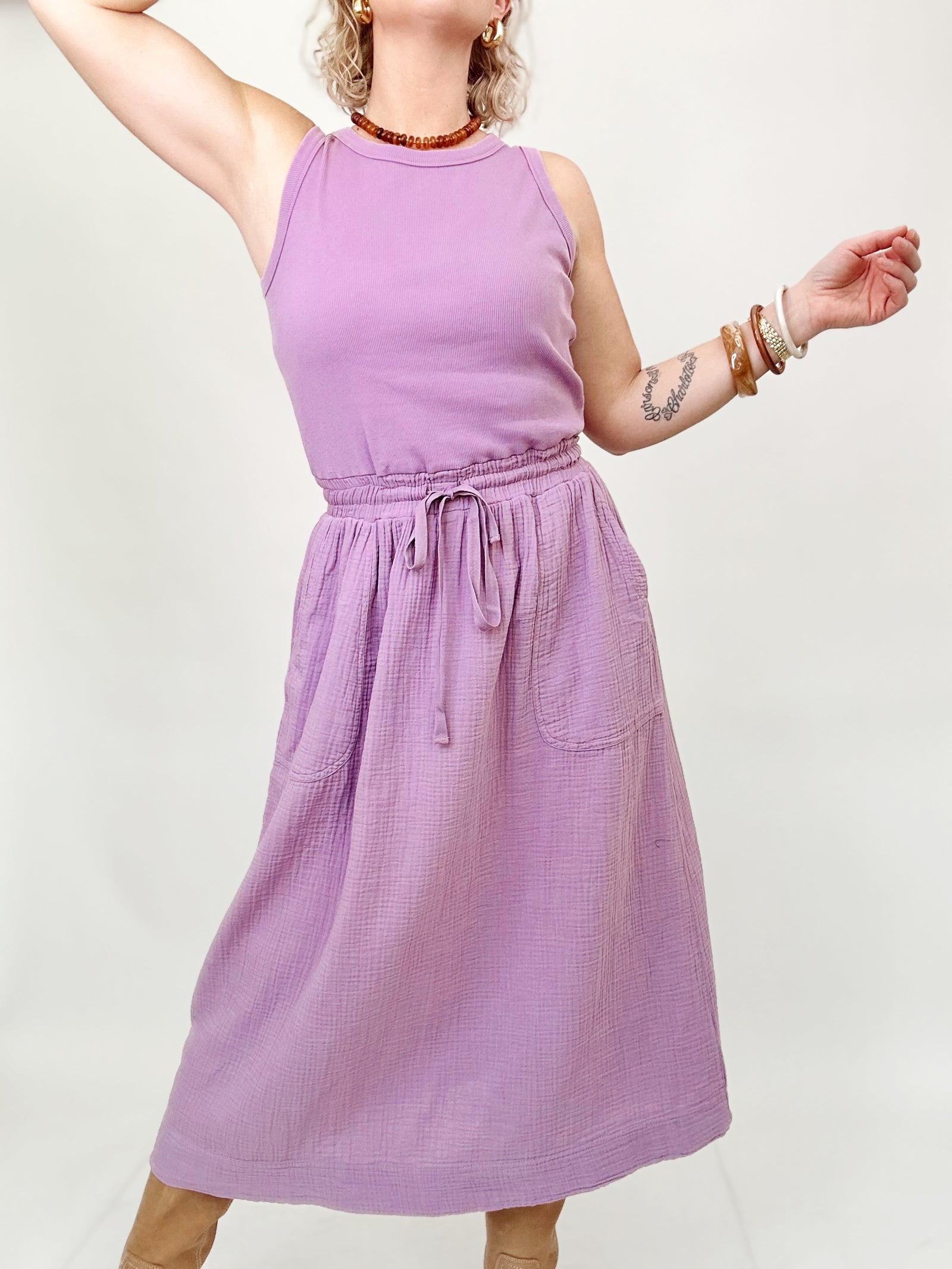 Rae Tank Dress With Gauze Skirt