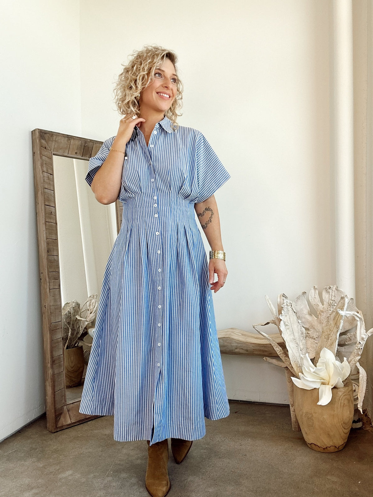 Allison Striped Maxi Dress Denim