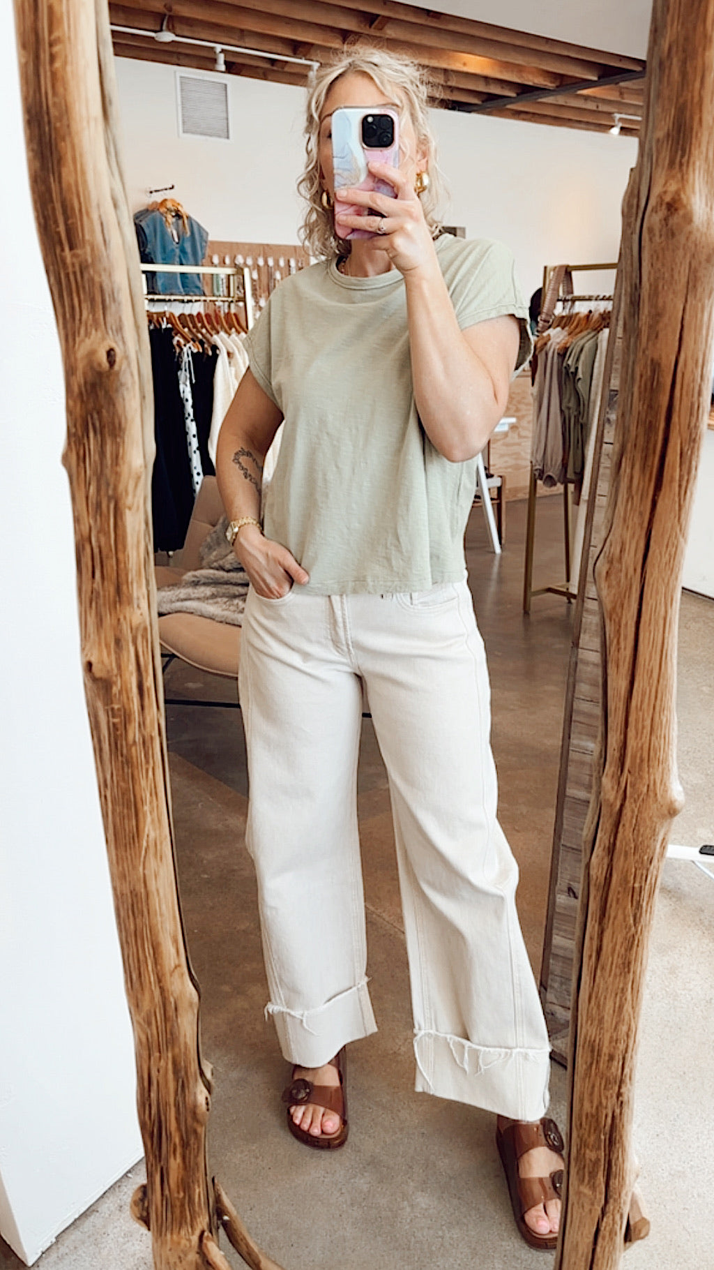 Beth High Rise Crop Cuffed Barrel Jeans