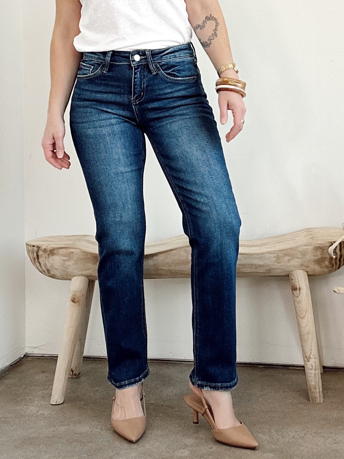 Tina Mid Rise Ankle Straight Jeans
