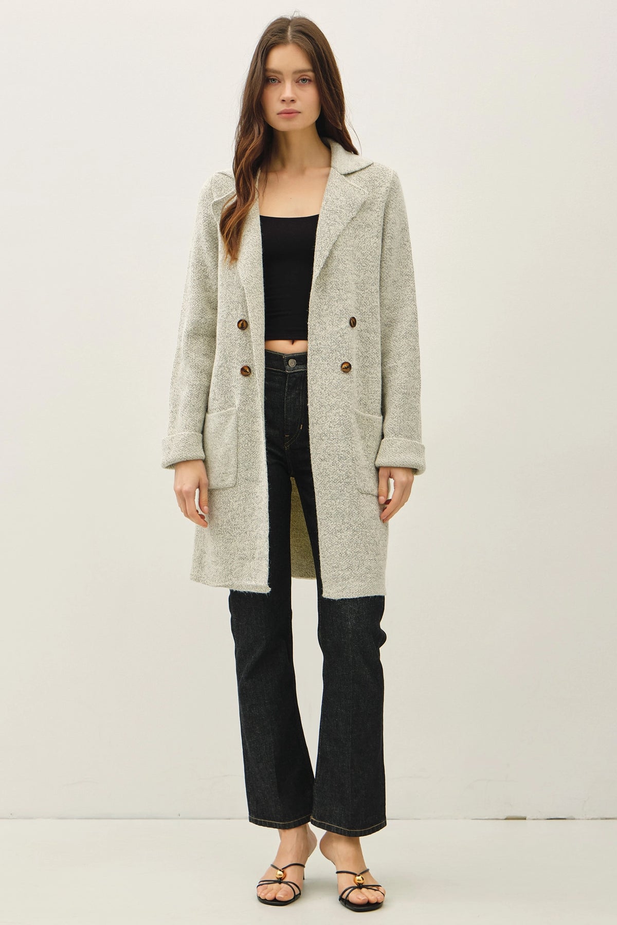 Brielle Open Sweater Coat Oatmeal