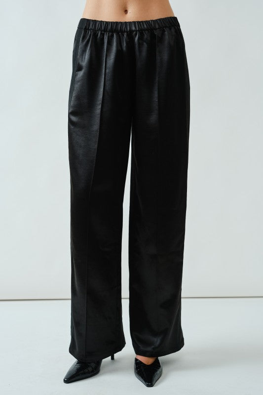 Phoebe Satin Pants Black