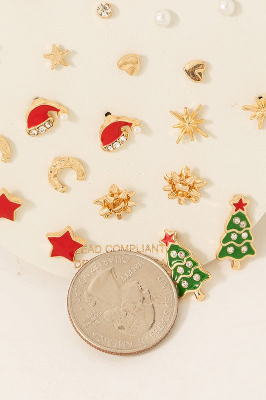 Christmas Theme Mixed Stud Earrings Set