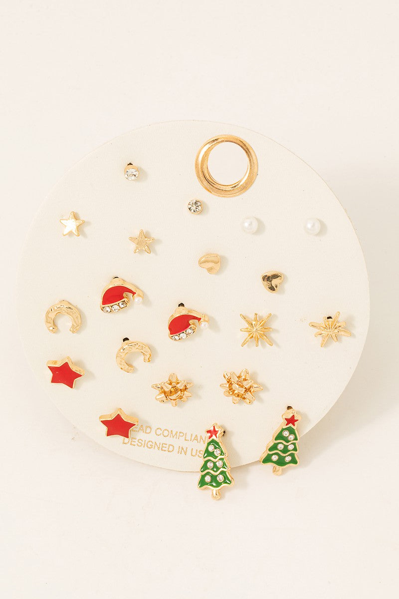 Christmas Theme Mixed Stud Earrings Set
