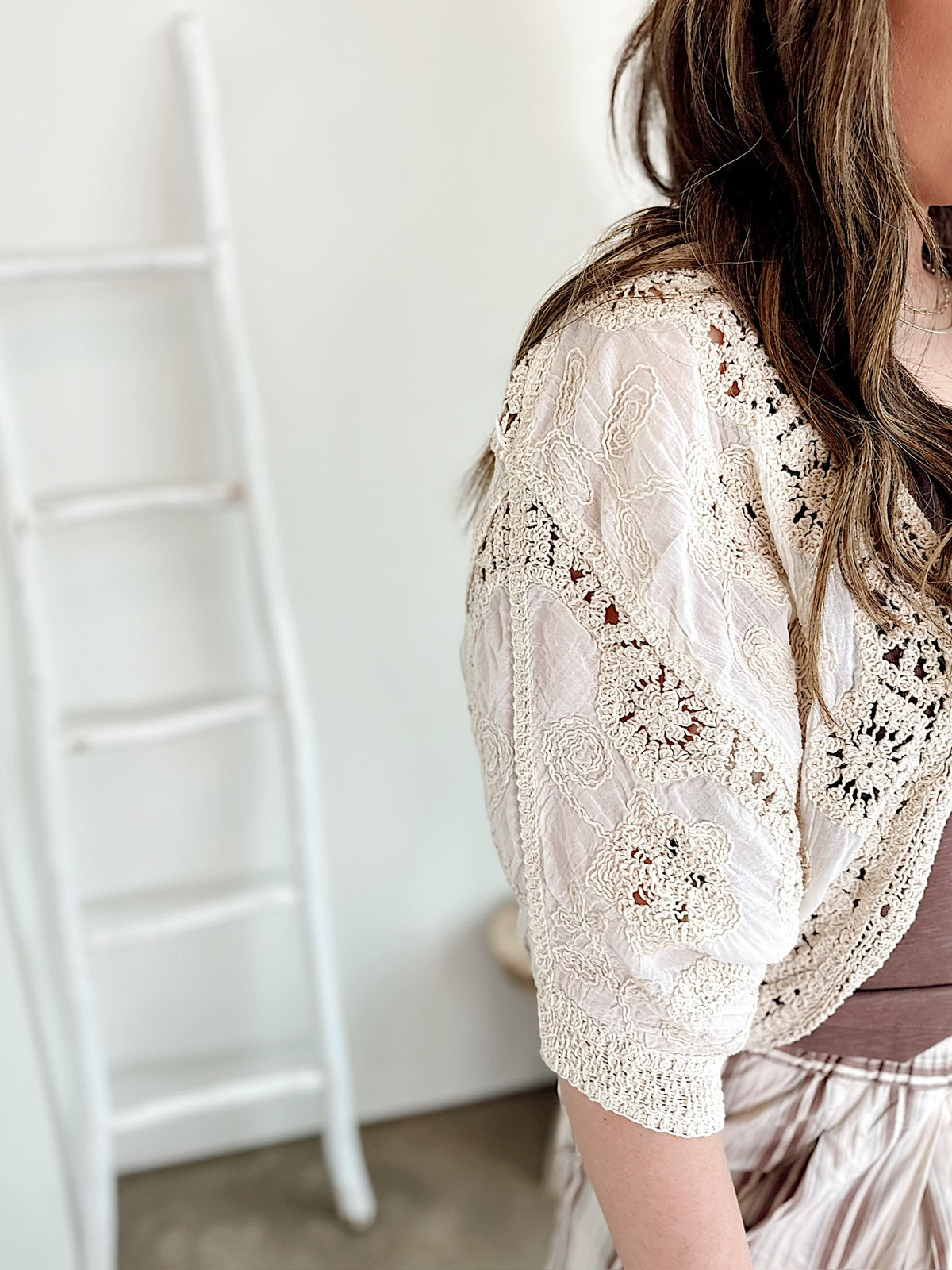 Carol Crochet Cardigan Natural