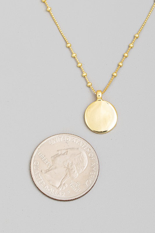 Gold Dipped Coin Pendant Chain Necklace
