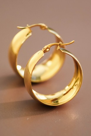 18k Non Tarnish Steel Hoops Gold