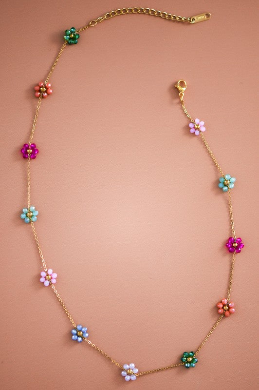 18k Flower Necklace Multi