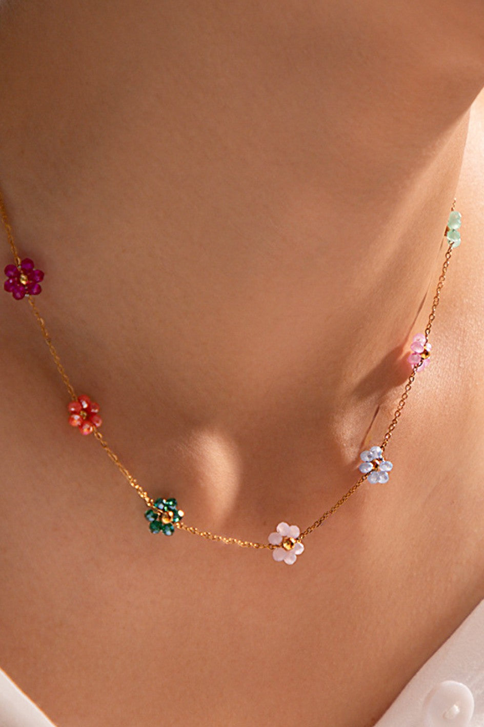 18k Flower Necklace Multi