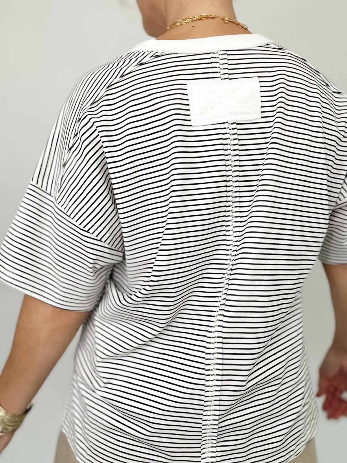 Julianna Stripe Top H. Grey