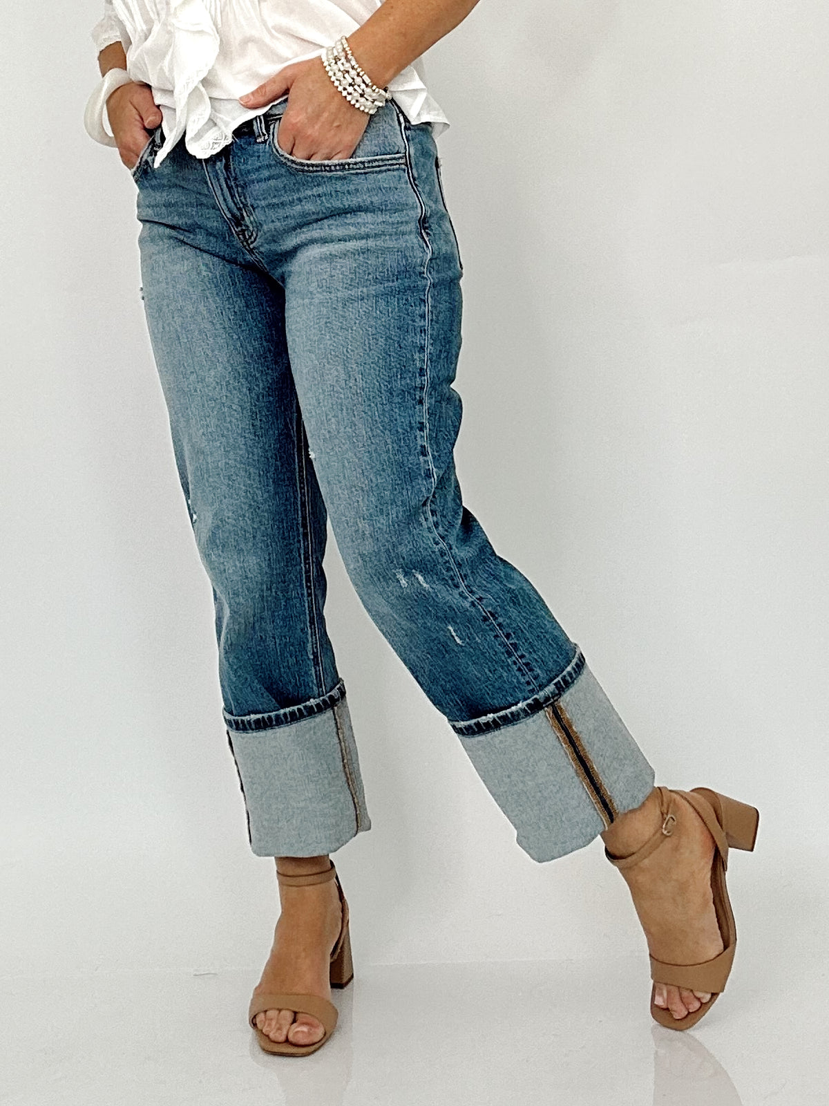 Kay Mid Rise Full Length Straight Jeans