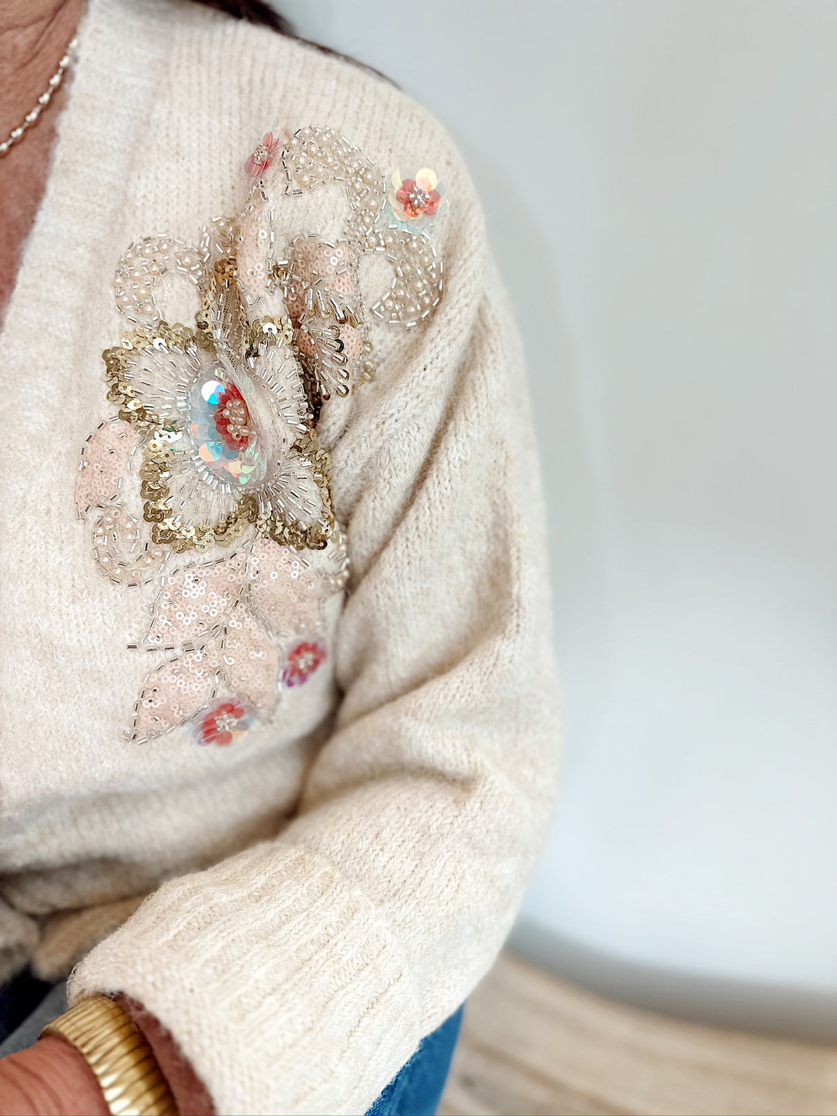 Andie Floral Sequin Beaded Cardigan
