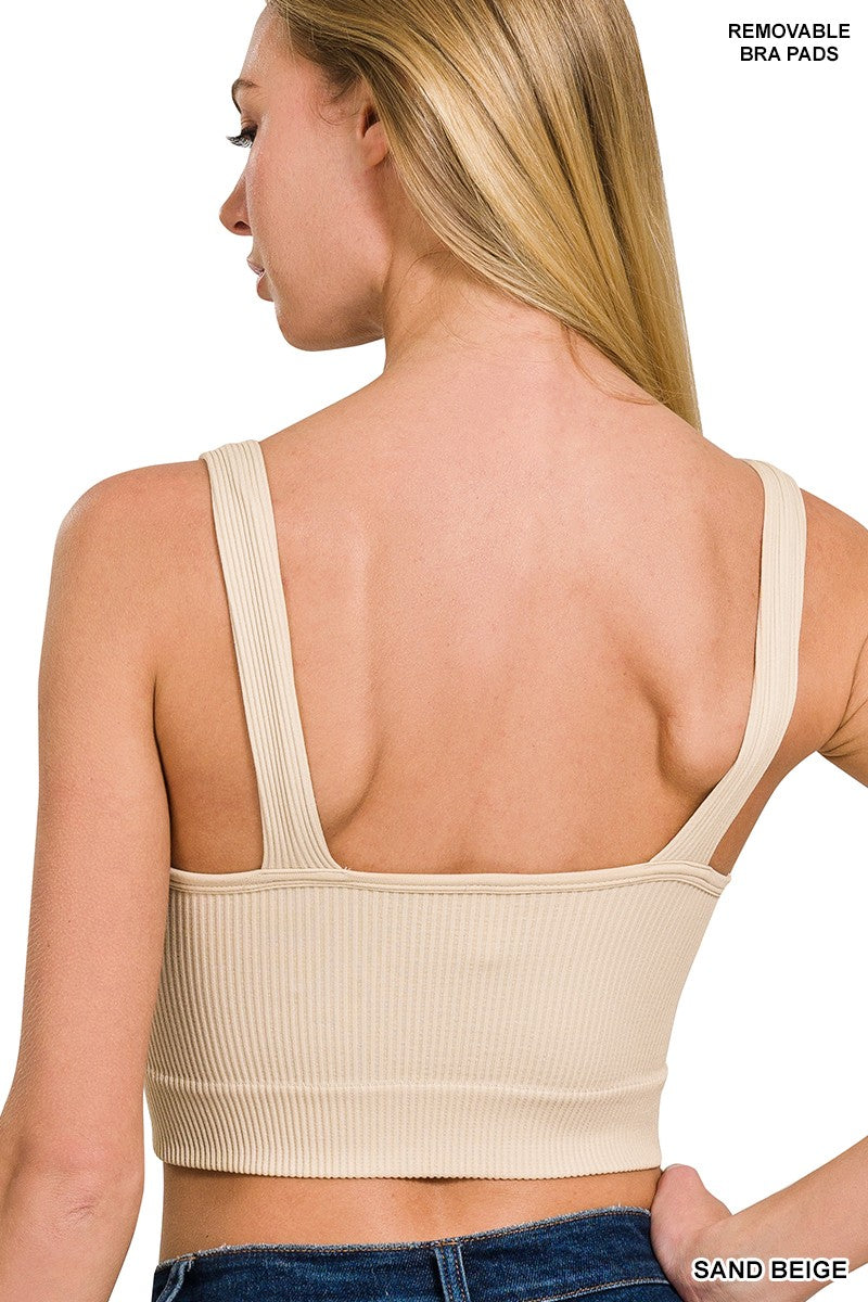 Kylie Cropped Bra Tank Top Sand Beige