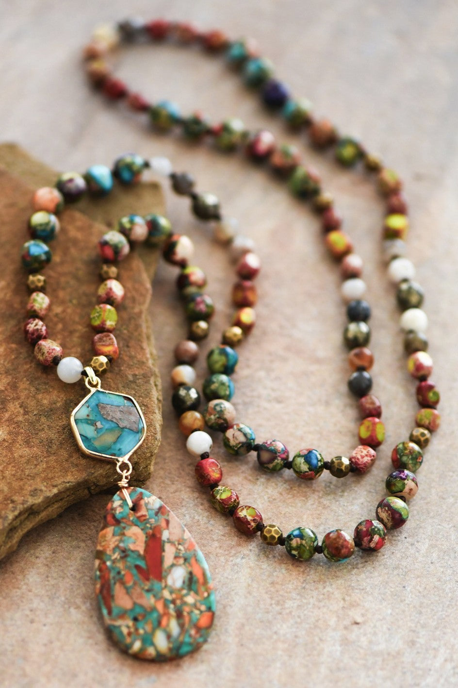 Stone Pendant Long Necklace