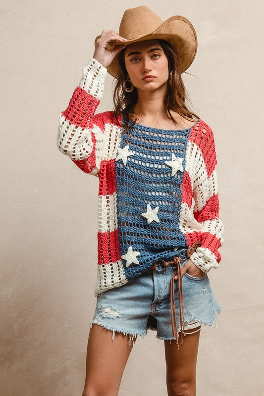 American Flag Knit Top