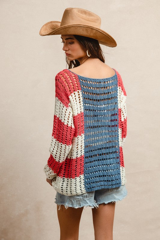 American Flag Knit Top